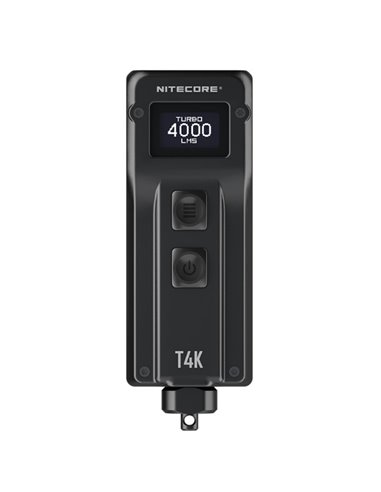 Linterna táctica de mano T4K, muy potente 4000 lúmenes y alcance 209m, pantalla OLED, recargable USB-C
