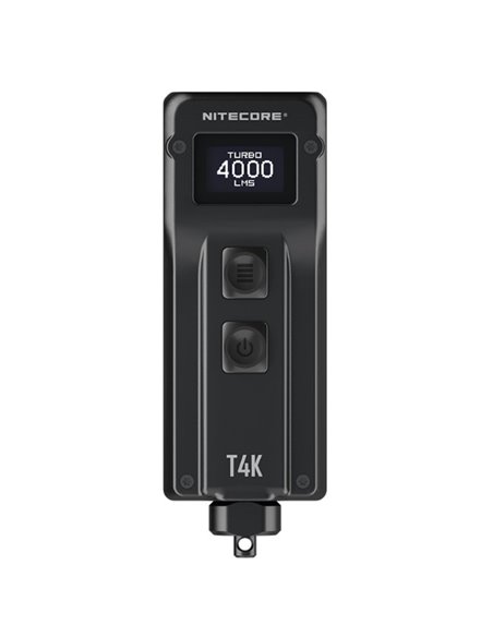Linterna táctica de mano T4K, muy potente 4000 lúmenes y alcance 209m, pantalla OLED, recargable USB-C