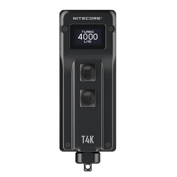 Linterna táctica de mano T4K, muy potente 4000 lúmenes y alcance 209m, pantalla OLED, recargable USB-C