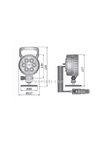Phare Led rond avec aimant, interrupteur et connecteur entièrement approuvé par Wesem | Éclairage LeonLeds