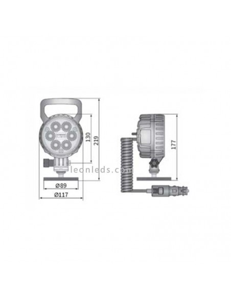Phare Led rond avec aimant, interrupteur et connecteur entièrement approuvé par Wesem | Éclairage LeonLeds