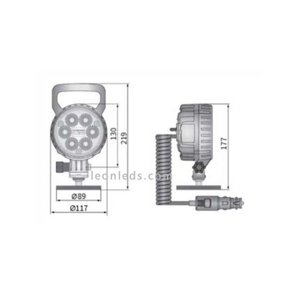 Phare Led rond avec aimant, interrupteur et connecteur entièrement approuvé par Wesem | Éclairage LeonLeds