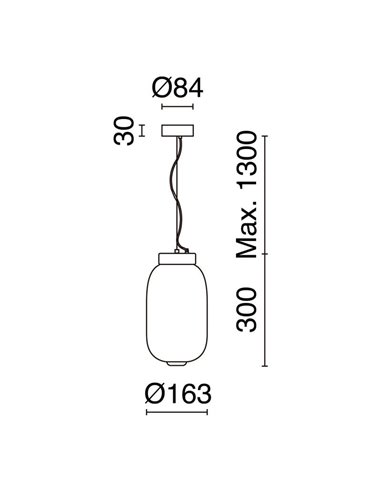Lámpara de techo LED alargada de cristal original KRISTA, Ø163mm con regulación en corte de fase C, 4W 363Lm, luz muy cálida 270