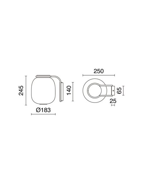 Applique LED KRISTA, style original Ø183mm, 4W 363Lm lumière très chaude 2700K, différentes couleurs