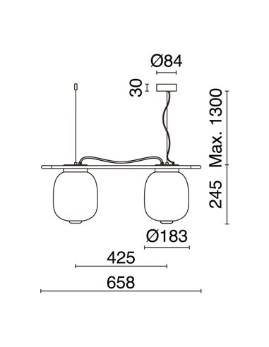 Lámpara de techo LED colgante KRISTA con 2 pantallas 2x4W Ø183mm, estilo original, muy cálido 2700K, 726lm,  