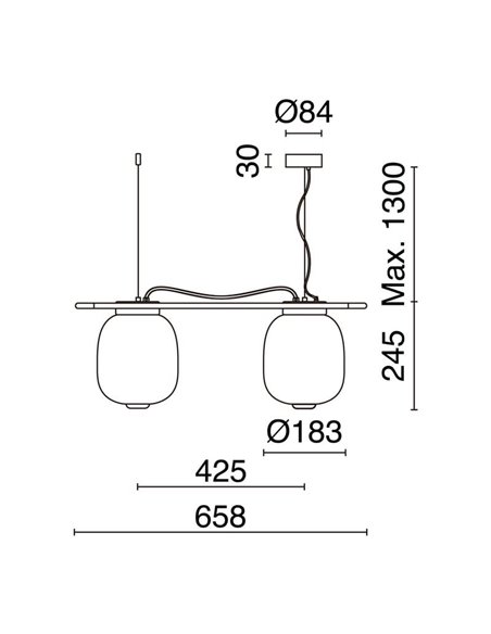 Lámpara de techo LED colgante KRISTA con 2 pantallas 2x4W Ø183mm, estilo original, muy cálido 2700K, 726lm,  