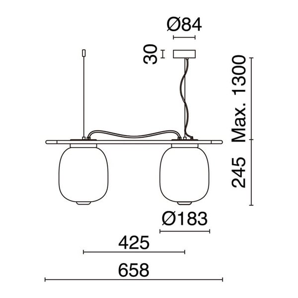 Lámpara de techo LED colgante KRISTA con 2 pantallas 2x4W Ø183mm, estilo original, muy cálido 2700K, 726lm,  