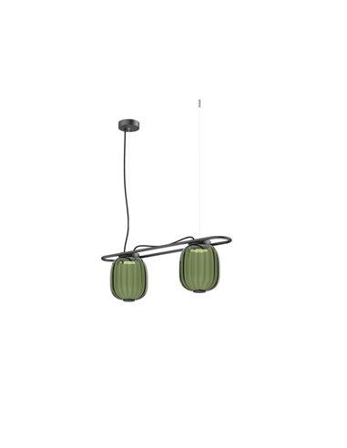 Lámpara de techo LED colgante KRISTA con 2 pantallas 2x4W Ø183mm, estilo original, muy cálido 2700K, 726lm,  