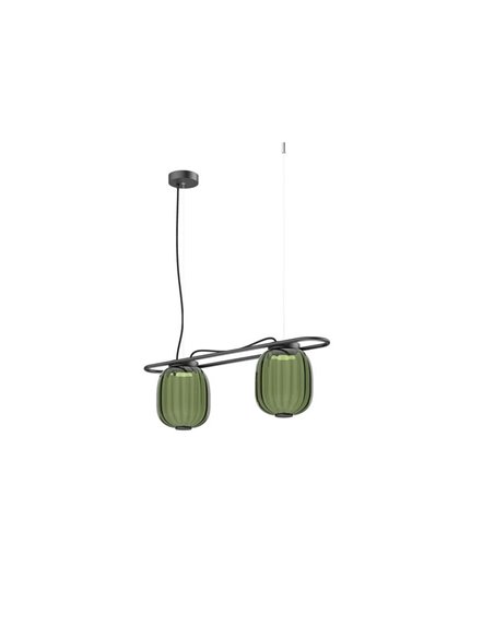 Lámpara de techo LED colgante KRISTA con 2 pantallas 2x4W Ø183mm, estilo original, muy cálido 2700K, 726lm,  