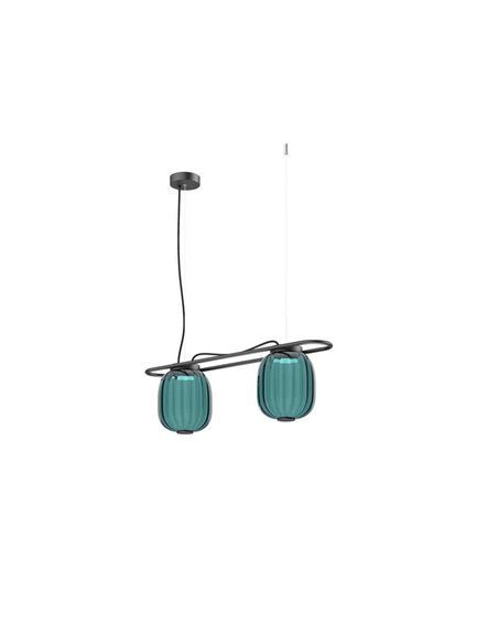 Lámpara de techo LED colgante KRISTA con 2 pantallas 2x4W Ø183mm, estilo original, muy cálido 2700K, 726lm,  