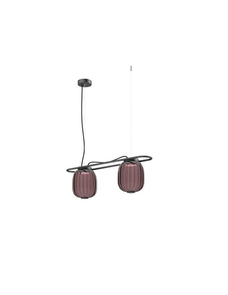Lámpara de techo LED colgante KRISTA con 2 pantallas 2x4W Ø183mm, estilo original, muy cálido 2700K, 726lm,  