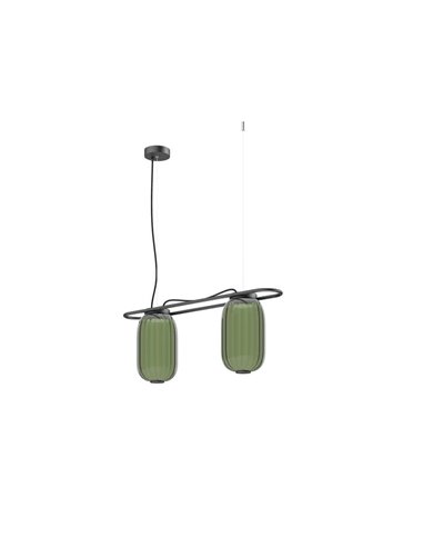 Lámpara de techo LED alargada de cristal KRISTA Ø163mm, con 2 pantallas 2x4W, muy cálido 2700K, 363Lm