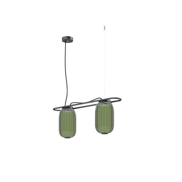 Lámpara de techo LED alargada de cristal KRISTA Ø163mm, con 2 pantallas 2x4W, muy cálido 2700K, 363Lm
