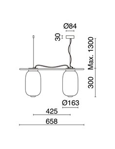 Luminária de teto LED de cristal alongado KRISTA Ø163mm com dois abajures de 2x4W, muito quente 2700K, 363Lm 2