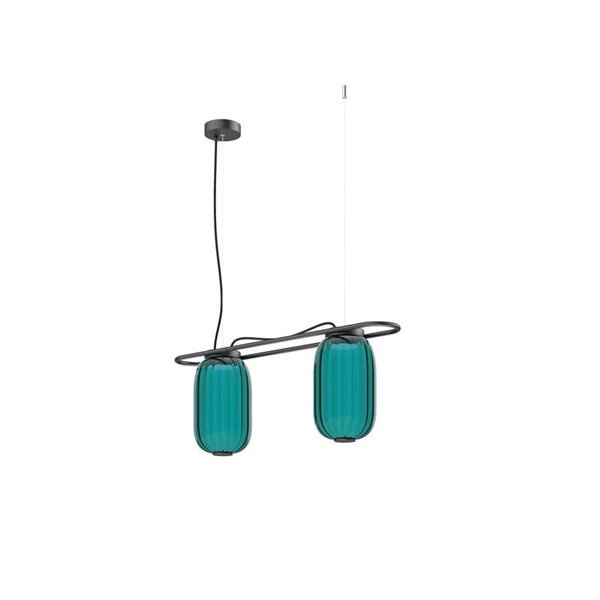 Luminária de teto LED de cristal alongado KRISTA Ø163mm com dois abajures de 2x4W, muito quente 2700K, 363Lm