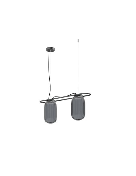 Plafonnier LED allongé en cristal KRISTA Ø163mm avec deux abat-jour 2x4W, très chaud 2700K, 363Lm