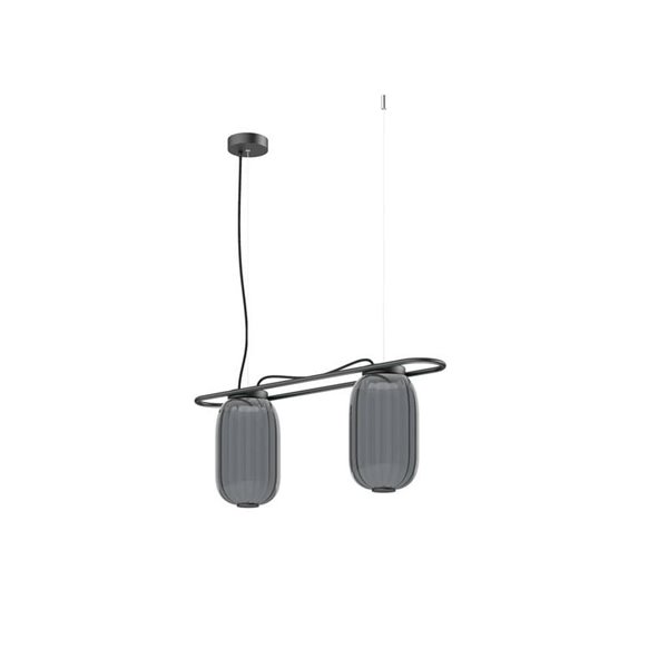 Lámpara de techo LED alargada de cristal KRISTA Ø163mm, con 2 pantallas 2x4W, muy cálido 2700K, 363Lm
