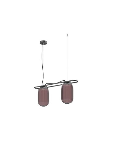 Luminária de teto LED de cristal alongado KRISTA Ø163mm com dois abajures de 2x4W, muito quente 2700K, 363Lm