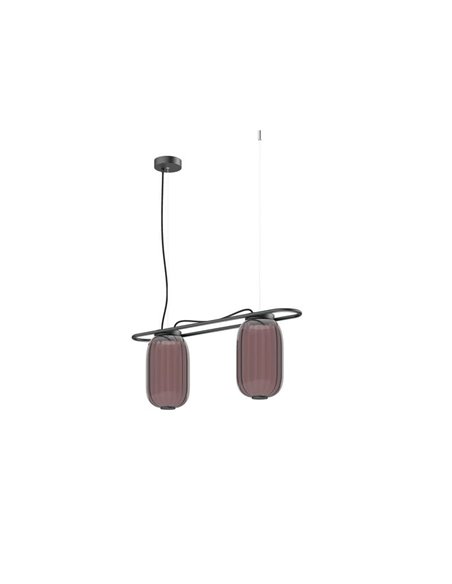 Plafonnier LED allongé en cristal KRISTA Ø163mm avec deux abat-jour 2x4W, très chaud 2700K, 363Lm