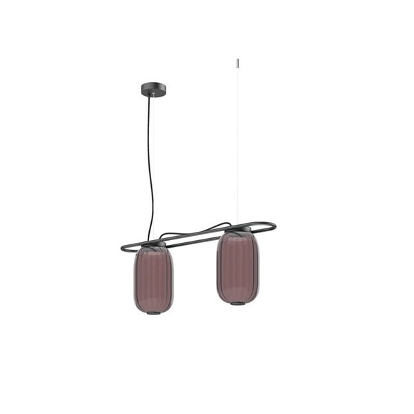 Luminária de teto LED de cristal alongado KRISTA Ø163mm com dois abajures de 2x4W, muito quente 2700K, 363Lm