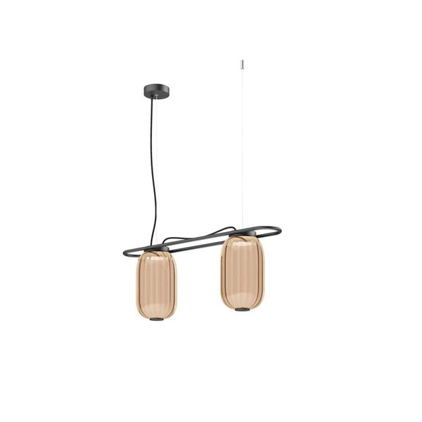 Plafonnier LED allongé en cristal KRISTA Ø163mm avec deux abat-jour 2x4W, très chaud 2700K, 363Lm