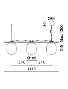 Plafonnier LED cristal KRISTA Ø183mm, avec 3 abat-jours 3x4W, très chaud 2700K, 363Lm 2