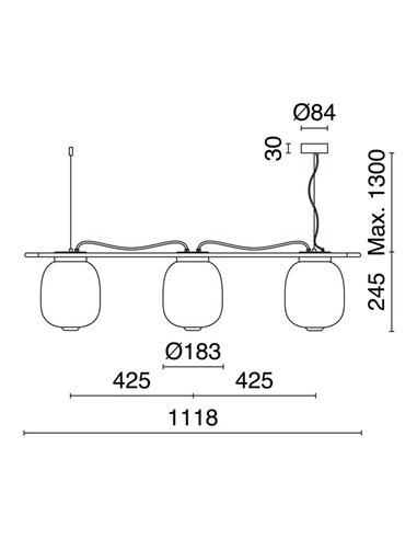 Plafonnier LED cristal KRISTA Ø183mm, avec 3 abat-jours 3x4W, très chaud 2700K, 363Lm