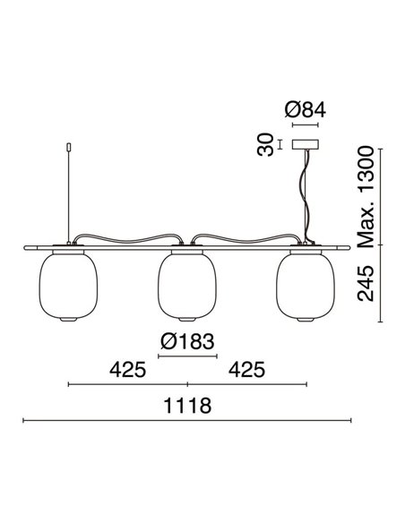 Luminária de teto em cristal LED KRISTA Ø183mm, com 3 abajures 3x4W, muito quente 2700K, 363Lm