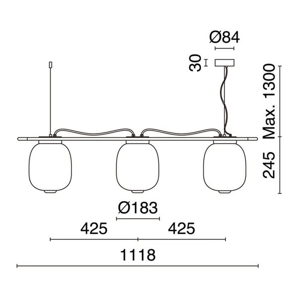 Lámpara de techo LED de cristal KRISTA Ø183mm, con 3 pantallas 3x4W, muy cálido 2700K, 363Lm