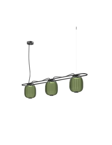 Lámpara de techo LED de cristal KRISTA Ø183mm, con 3 pantallas 3x4W, muy cálido 2700K, 363Lm