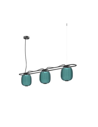 Lámpara de techo LED de cristal KRISTA Ø183mm, con 3 pantallas 3x4W, muy cálido 2700K, 363Lm