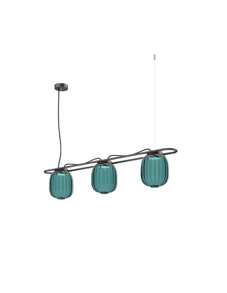Lámpara de techo LED de cristal KRISTA Ø183mm, con 3 pantallas 3x4W, muy cálido 2700K, 363Lm