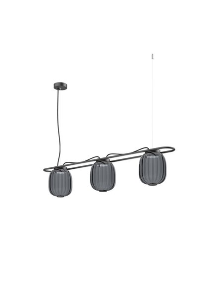 Lámpara de techo LED de cristal KRISTA Ø183mm, con 3 pantallas 3x4W, muy cálido 2700K, 363Lm