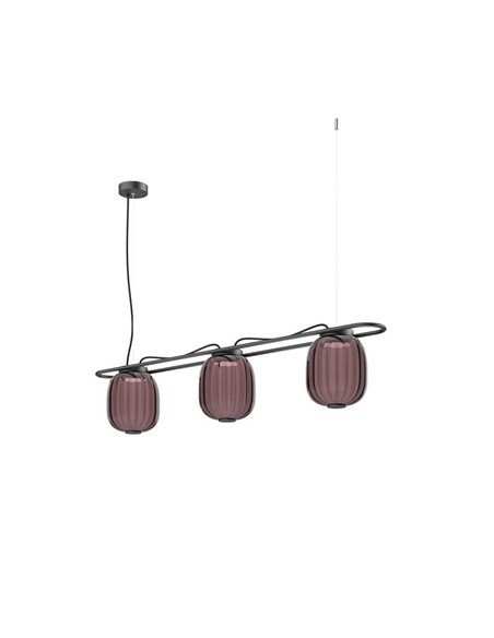 Lámpara de techo LED de cristal KRISTA Ø183mm, con 3 pantallas 3x4W, muy cálido 2700K, 363Lm