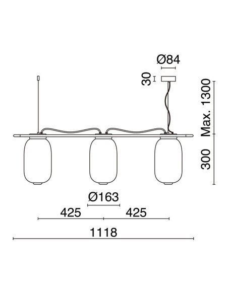 Plafonnier LED cristal KRISTA Ø163mm, avec 3 abat-jours 3x4W, très chaud 2700K, 363Lm