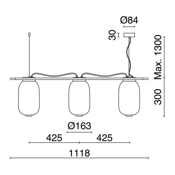 Lámpara de techo LED de cristal KRISTA Ø163mm, con 3 pantallas 3x4W, muy cálido 2700K, 363Lm 