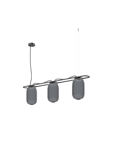 Plafonnier LED cristal KRISTA Ø163mm, avec 3 abat-jours 3x4W, très chaud 2700K, 363Lm