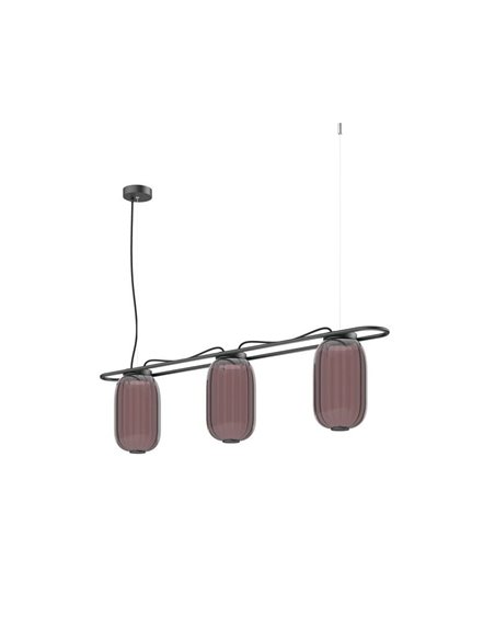 Plafonnier LED cristal KRISTA Ø163mm, avec 3 abat-jours 3x4W, très chaud 2700K, 363Lm