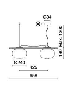 Plafonnier LED cristal KRISTA Ø240mm, avec 2 abat-jours 2x4W, très chaud 2700K, 363Lm différentes couleurs 2