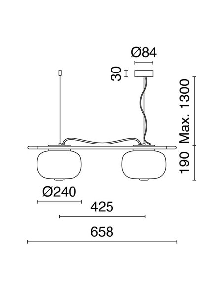 Plafonnier LED cristal KRISTA Ø240mm, avec 2 abat-jours 2x4W, très chaud 2700K, 363Lm différentes couleurs