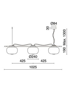 Luminária de teto em cristal LED KRISTA Ø240mm, com 3 abajures 3x4W, muito quente 2700K, 363Lm 2