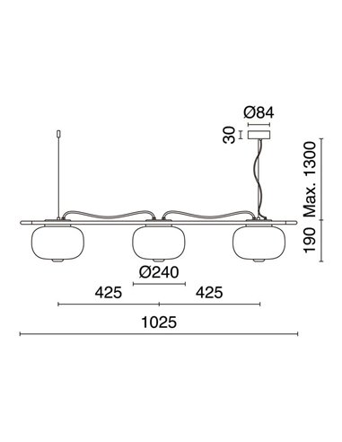 Lámpara de techo LED de cristal KRISTA Ø240mm, con 3 pantallas 3x4W, muy cálido 2700K, 363Lm 