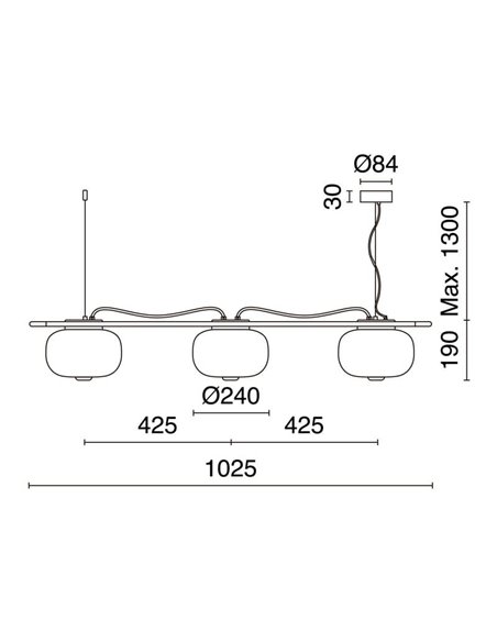 Plafonnier LED cristal KRISTA Ø240mm, avec 3 abat-jours 3x4W, très chaud 2700K, 363Lm