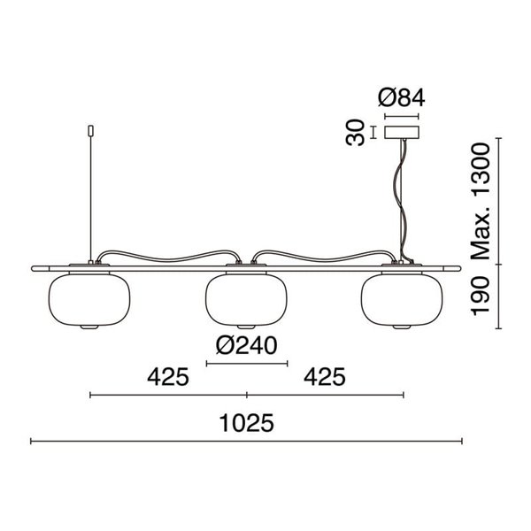 Luminária de teto em cristal LED KRISTA Ø240mm, com 3 abajures 3x4W, muito quente 2700K, 363Lm