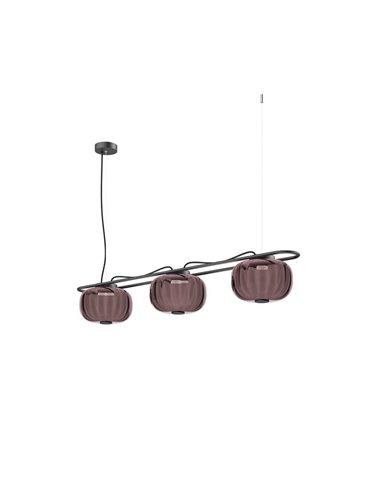 Lámpara de techo LED de cristal KRISTA Ø240mm, con 3 pantallas 3x4W, muy cálido 2700K, 363Lm 