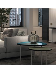 Candeeiro de mesa KRISTA LED, com pega de madeira, Ø240mm, 4W muito quente 2700K CTT, várias cores 2