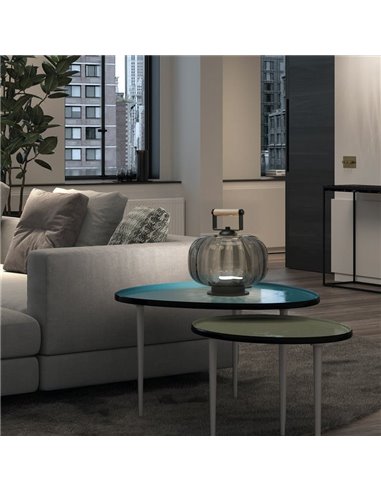 Lámpara de sobremesa LED KRISTA, con mango de madera, Ø240mm, 4W muy cálido 2700K CTT, varios colores






