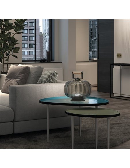 Lámpara de sobremesa LED KRISTA, con mango de madera, Ø240mm, 4W muy cálido 2700K CTT, varios colores






