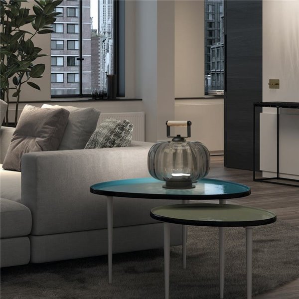 Candeeiro de mesa KRISTA LED, com pega de madeira, Ø240mm, 4W muito quente 2700K CTT, várias cores