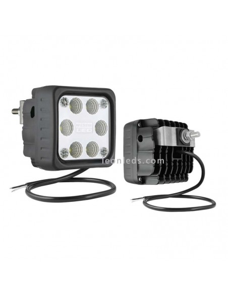 Faro Cuadrado LED de Trabajo con soporte Trasero 12-24V al mejor precio | LeonLeds Iluminación